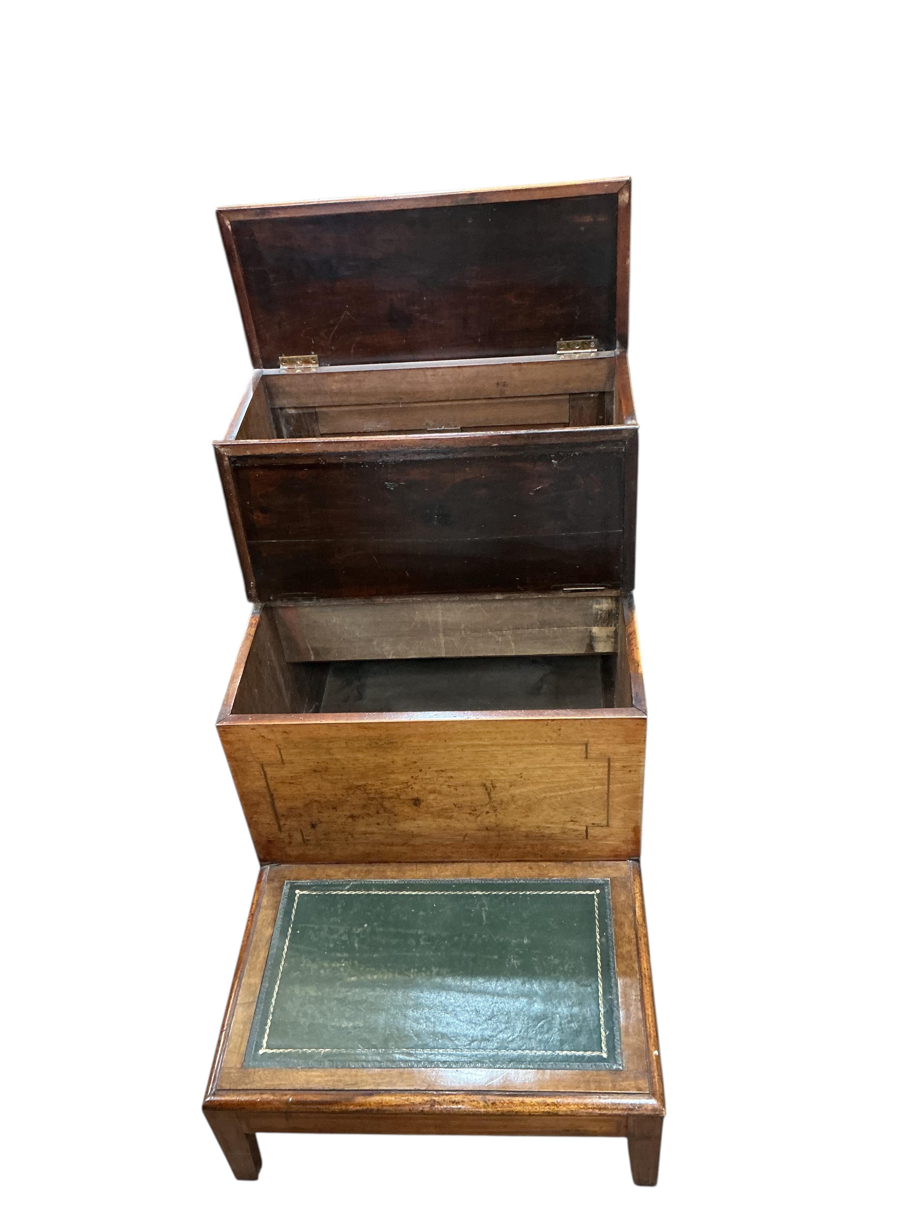 A 19th century mahogany step commode, width 49cm, depth 78cm, height 67cm